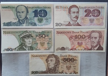 BANKNOTY PRL 10 zł 20 zł 50 zł 100 zł 500 zł 