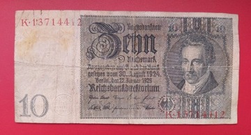 10 reichsmark 1924 rok, seria K