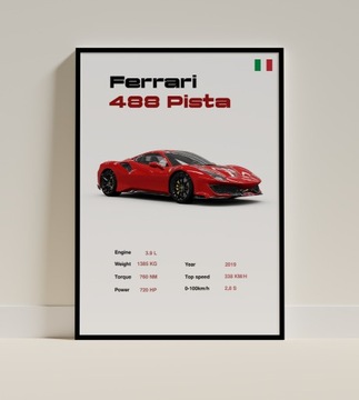 Plakat Ferrari 488 Pista A3