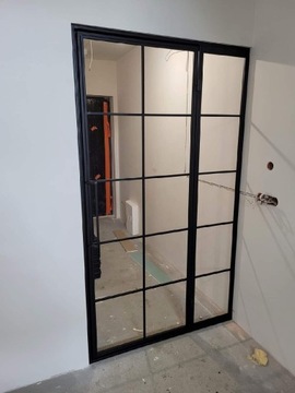 Drzwi loft ścianki szklane industrial