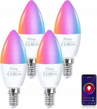 Żarówki Inteligentne Smart RGB Wi-Fi E14 RGB