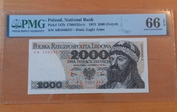 2000 zl zlotych 1979, PMG 66 ser. AB