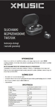 XMUSIC tws700k słuchawki bezprzewodowe czarne