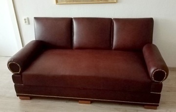 Zabytkowa sofa 1950 r. skóra po renowacji oryginał