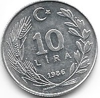 Turcja 10 lira 1986