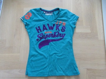 SUPERDRY t-shirt 34 36 butelkowa zieleń