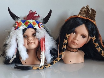 Dwie kolekcjonerskie ceramiczne głowy dziewczynek 