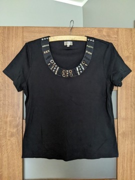 Czarna bluzeczka z ozdobnym przodem, roz.M. CG.