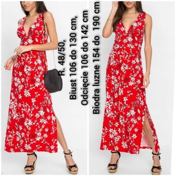 Długa maxi letnia sukienka plussize 48 4xl 50 5xl 