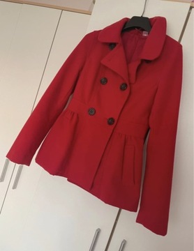 Krótki płaszcz czerwony H&M XS 34