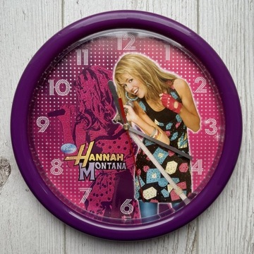 Fioletowy zegar ścienny Hannah Montana Disney 25cm