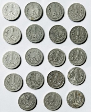 1 złoty 1949-74r Monety Obiegowe PRL Zestaw 19szt