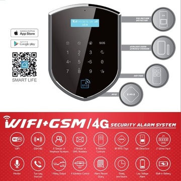 Bezprzewodowy Alarm , WiFi + GSM / 4G