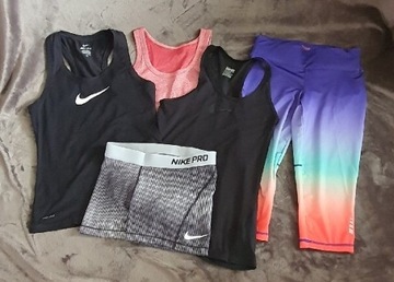 3x koszulki i 2x getry Nike Crivit S/M