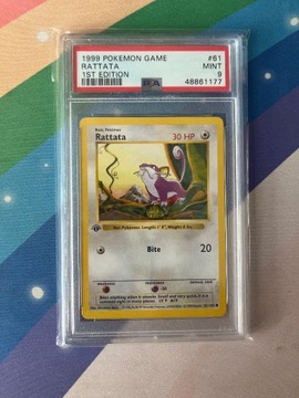 Karta Pokemon TCG Base Set 1st Rattata PSA 9