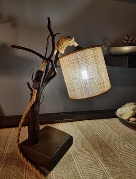 Lampa drewniana z korzenia boho vintage handmade 