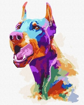 Pop-art Dobermana  - zestaw Malowanie po numerach