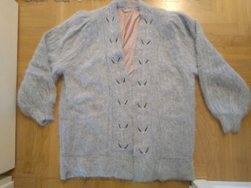 Les Originals kardigan szary angora sweter vintage