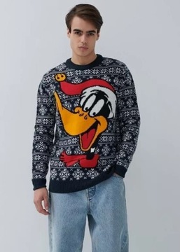 Świąteczny sweter Looney Tunes kaczor Daffy House