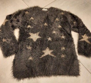 Sweter włochacz Zara Girls r.122 złote gwiazdy