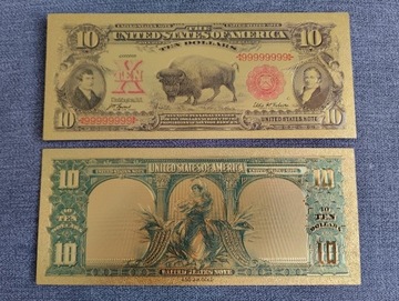 USA banknot pozłacany BIZON 10 dolarów 
