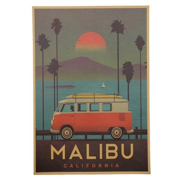 Plakat MALIBU Kalifornia Retro 51.5x36 cm