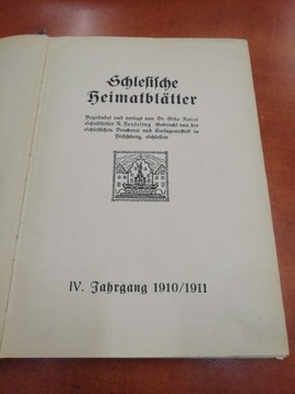 Schlesische Heimatblätter IV Jahrgang 1910/1911