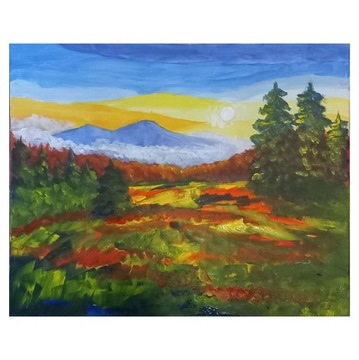 Obraz ręcznie malowany płótno górski pejzaż