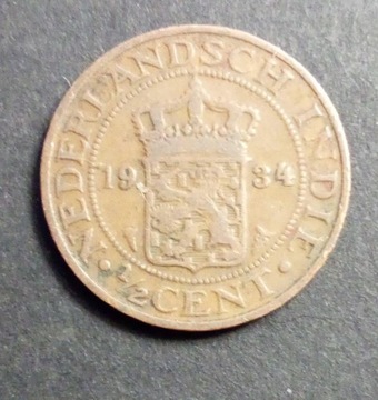 Holenderskie Indie wsch 1/2 centa 1934