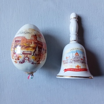 Porcelanowe pamiątki z Budapesztu. jajko i dzwonek