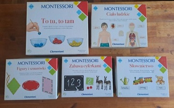 Clementoni Montessori zestaw edukacyjny słownictwo sznurówki cyferki ciało 