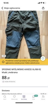 SPODNIE MYŚLIWSKIE AXXESS XL/88-92 khaki ,mebrana