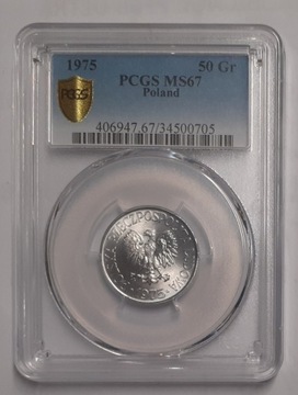 50 GROSZY 1975 PCGS MS67 PRZEPIĘKNA