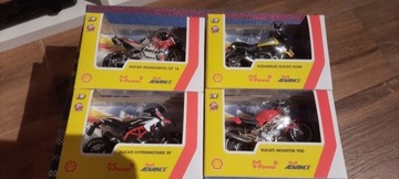 Kolekcjonerskie modele motocyklów Ducati shell 4szt skala 1:18