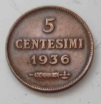 San Marino - 5 centesimi - 1936r. 