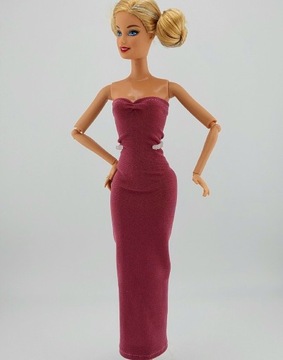 Sukienka ubranko dla lalek Barbie wrzosowa