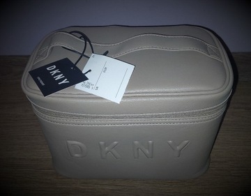 Kosmetyczka DKNY Dużą beżowa złota NOWA tan Orygin
