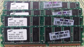 4 szt DDR 256MB Samsung PC3200 CL3