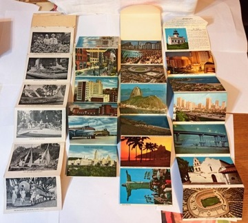 Stare zestawy pocztówek USA,Kanada,Meksyk,Brazylia
