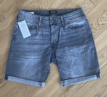 Męskie szorty jeansowe szare krótkie spodenki L