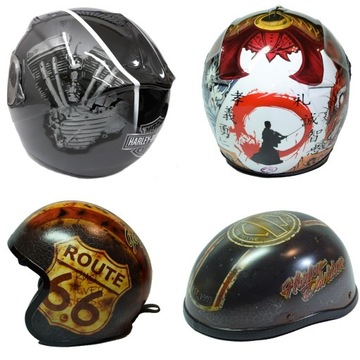 Kask malowany aerografem Route 66, Harley Davidson