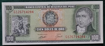 Peru banknot 100 soles 1974 rok stan unc 