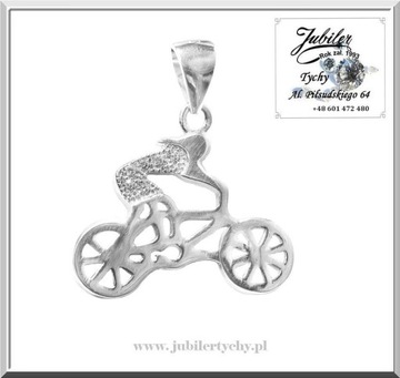 Srebrny rowerzysta rower z cyrkoniami Srebro 925