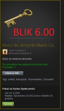 Klucz TF2 Mann Co. Supply Crate Key Team Fortress2