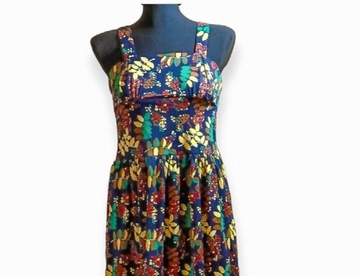Vintage letnia sukienka w kwiaty na ramiączkach 38