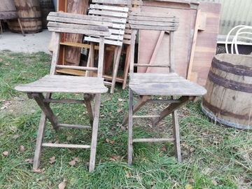 stare składane krzesła vintage proste ludowe buk 