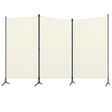 Parawan 3-panelowy, kremowy, 260 x 180 cm
