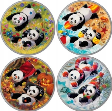4 x 10 Yuan Panda cztery pory roku 2022