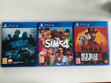 PS4 Need for speed, The sims 4, Red dead redem. II