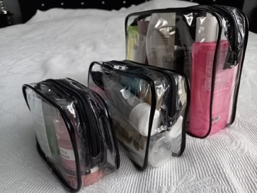 Kosmetyczka transparentna podróżna 3 szt bezbarwna